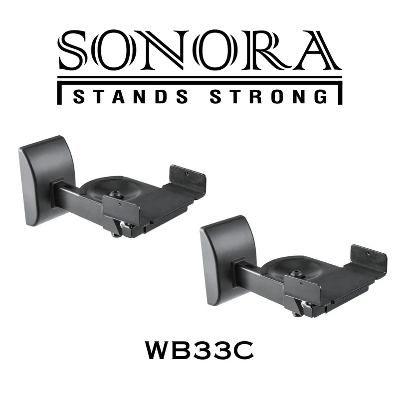 Sonora WB33C - Support mural Sonora pour des enceintes de 5,3" à 10,8" de large, pivotement à 180° et inclinaison à 8° jusqu’à 33 lb (Paire)