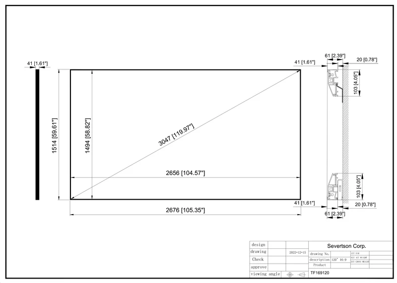 Écran de projection fixe 4K à cadre fin Cinema Grey 16:9 120" Micro Perforé