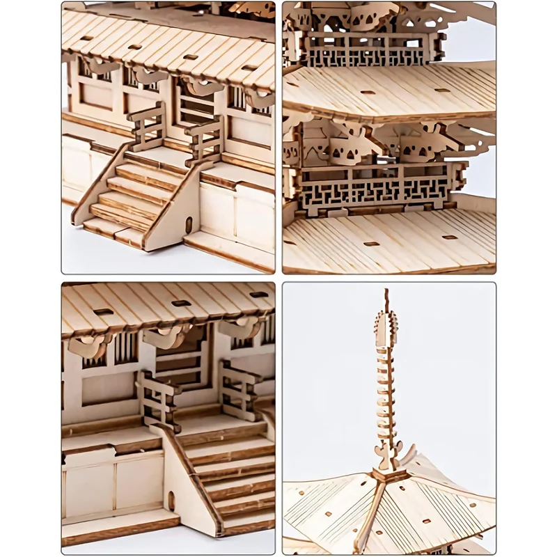 Kit de construction en bois de pagode à cinq étages
