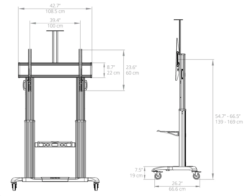 KANTO MTMA100PL -Support pour tv/appareils 60''-100'', 200lb, roulant