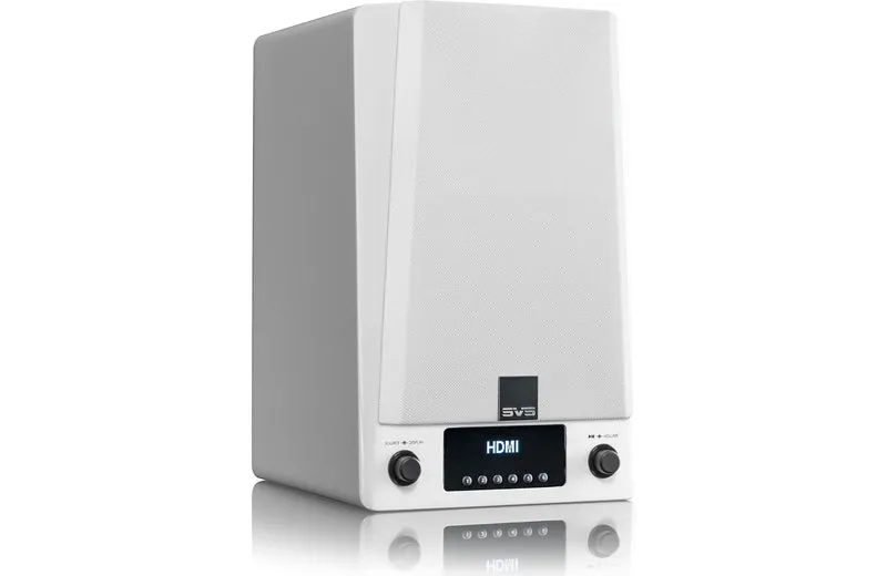 SVS Prime Wireless Pro - Enceintes d'étagère amplifiées 200Watts (Piano Gloss Noir/Blanc)