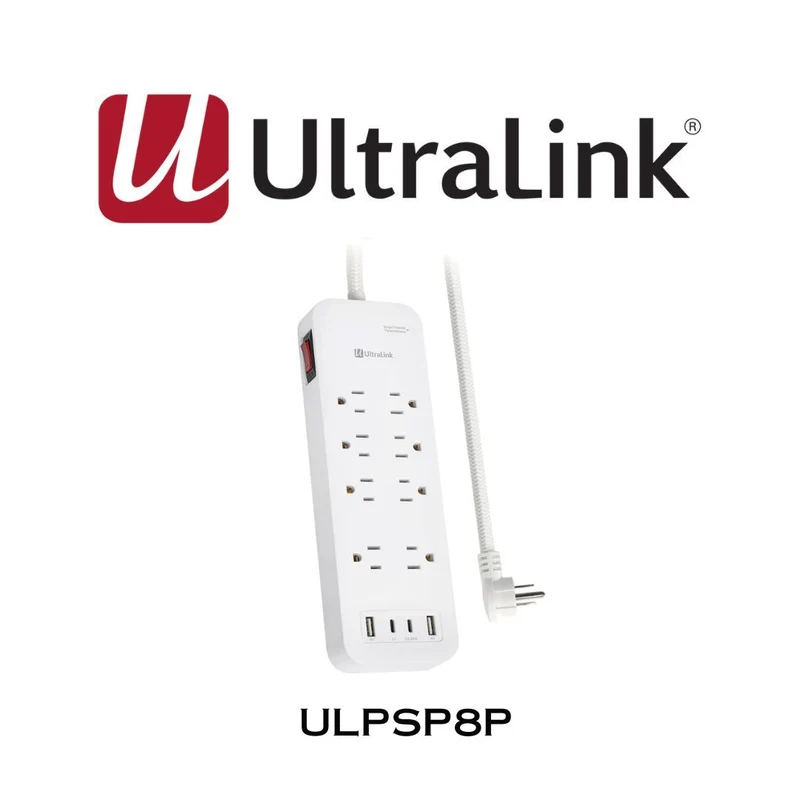 Ultralink ULPSP8 - Barres d’alimentation avec protecteur de surtension 8 prises, 4 USB