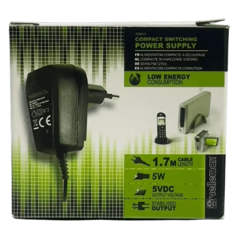 Adaptateur secteur 5V 1A fiche 5.5x2.1mm polarité + centre