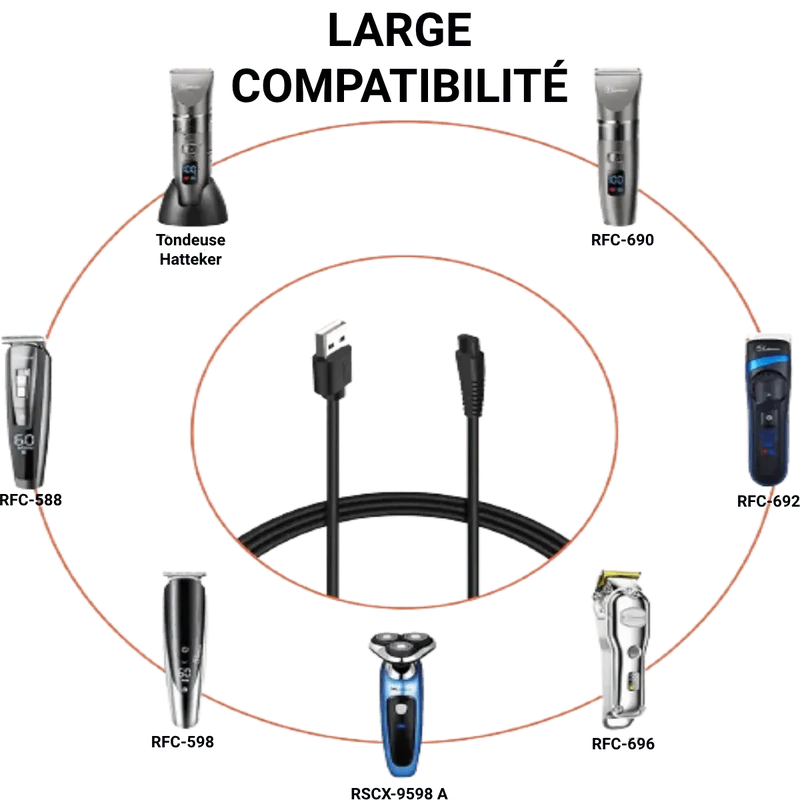Câble USB pour rasoir Hatteker
