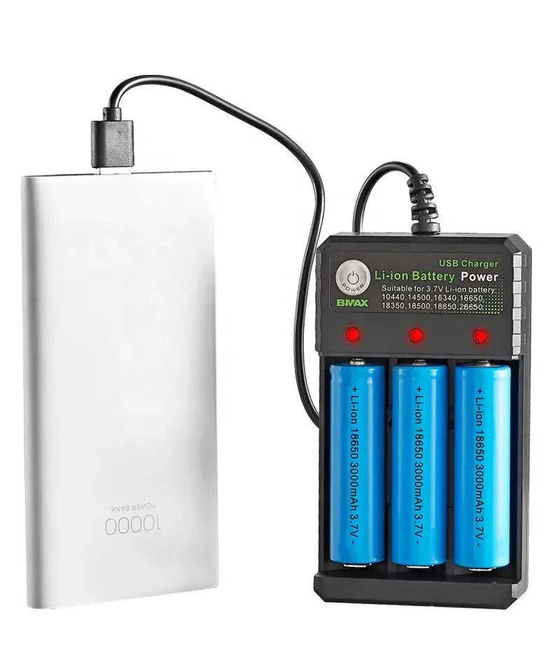 Chargeur USB de 3 batteries au lithium-ion avec voyant LED