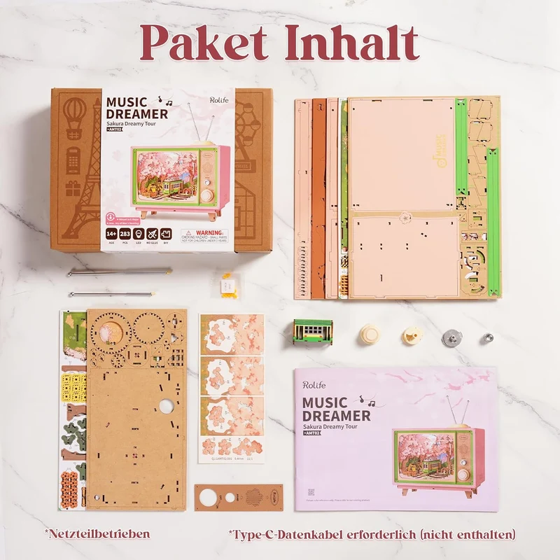 Sakura Traumtour Boîte à musique TV rétro Kit de construction en bois