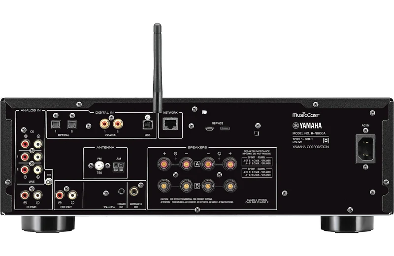Yamaha RN800A - Récepteur stéréo MusicCast 100Watts par canal, Wi-Fi, Bluetooth®, entrée phono, HP A/B