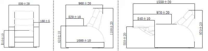 Fauteuil inclinable lisse, cuir résistant, système moteur et design élégant