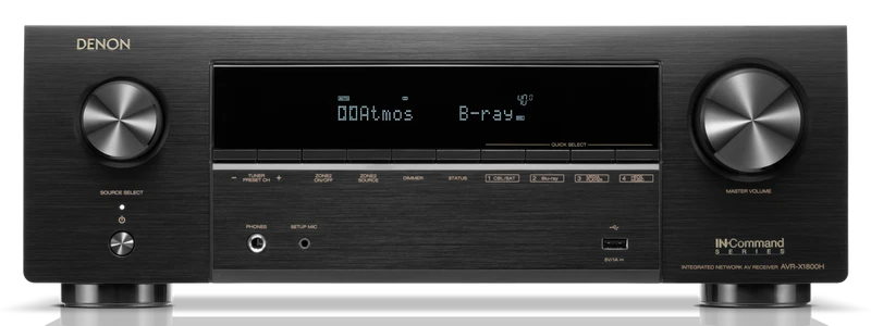 Denon AVRX1800H - Récepteur cinéma maison 7.2, 8K, 80W, 7 Canaux amplifiés, Dolby Atmos, 3D