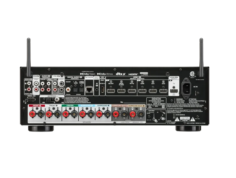Denon AVRX1800H - Récepteur cinéma maison 7.2, 8K, 80W, 7 Canaux amplifiés, Dolby Atmos, 3D