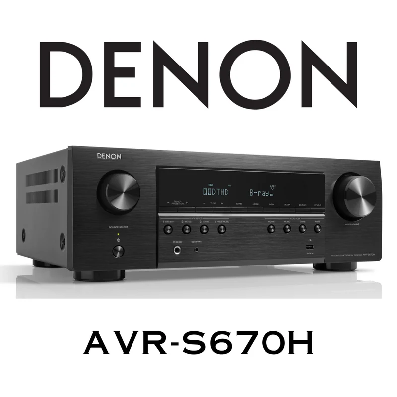 Denon AVR670H - Récepteur cinéma maison 5.2, 8K, 75W, 5 canaux amplifiés, HEOS, 4K/120Hz