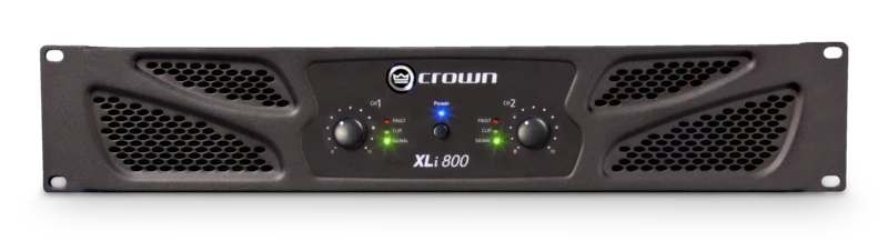 Crown Audio XLi 800 - Amplificateur de puissance stéréo commercial 300 W par canal à 4 Ohms, 200 W par canal à 8 Ohms, 600W à 8 Ohms Bridge Mono.