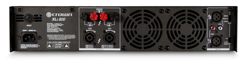 Crown Audio XLi 800 - Amplificateur de puissance stéréo commercial 300 W par canal à 4 Ohms, 200 W par canal à 8 Ohms, 600W à 8 Ohms Bridge Mono.