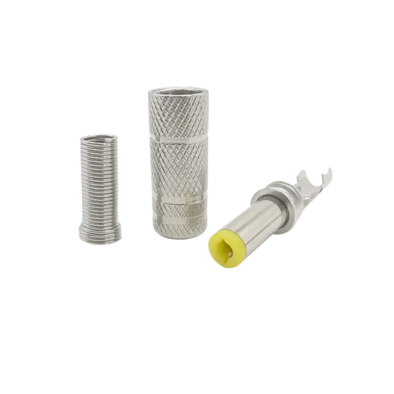 Connecteur fiche mâle 5.5x2.1mm en métal avec tête jaune