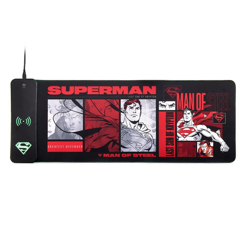 DC Comics Superman XL Tapis de souris pour gamer avec chargeur sans contact