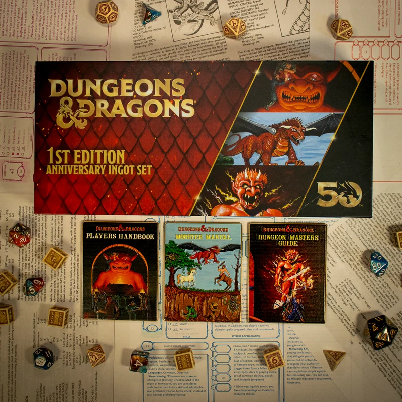 Dungeons & Dragons Première édition Set limité de lingots métalliques pour le 50ème anniversaire