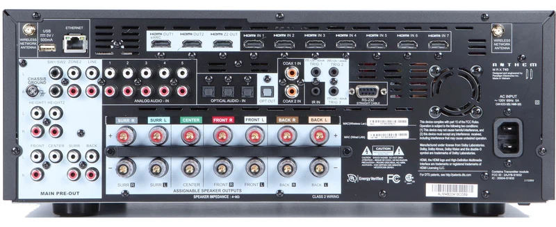 Anthem MRX740 8K - Récepteur cinéma maison 7.2, 8K, 140W, 7 canaux amplifiés, 11.2 préamplifiés, Calibration ARC