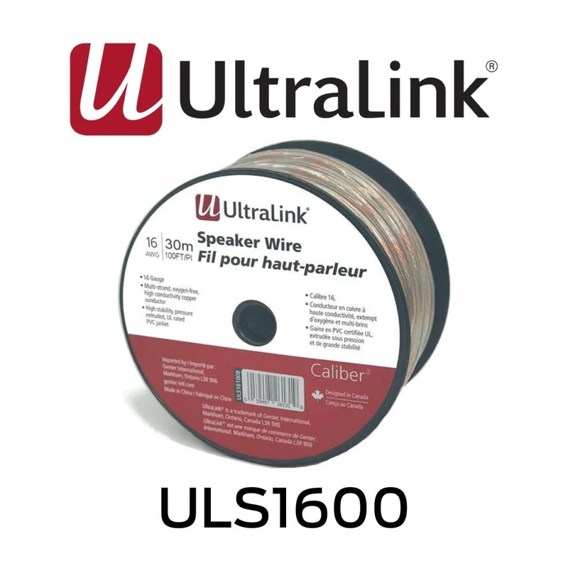 Ultralink ULS1600 - Câble de haut-parleur 100' Calibre Premium 16AWG