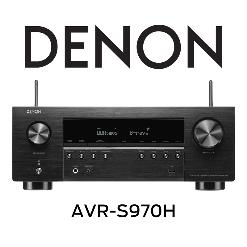 Denon AVR970H - Récepteur cinéma maison 7.2, 8K, 70W, 7 canaux amplifiés, Dolby Atmos
