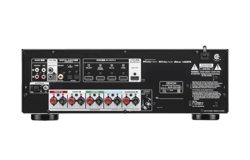 Denon AVR570BT - Récepteur cinéma maison 5.2, 70W, 5 canaux amplifiés, vidéo 8K