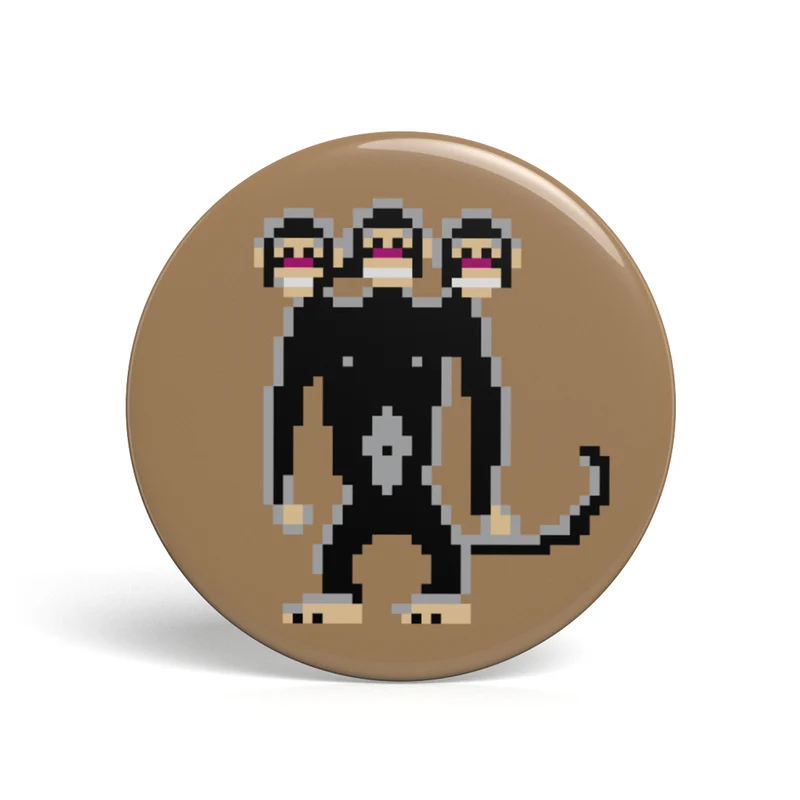 Bouton Geek Singe à trois têtes