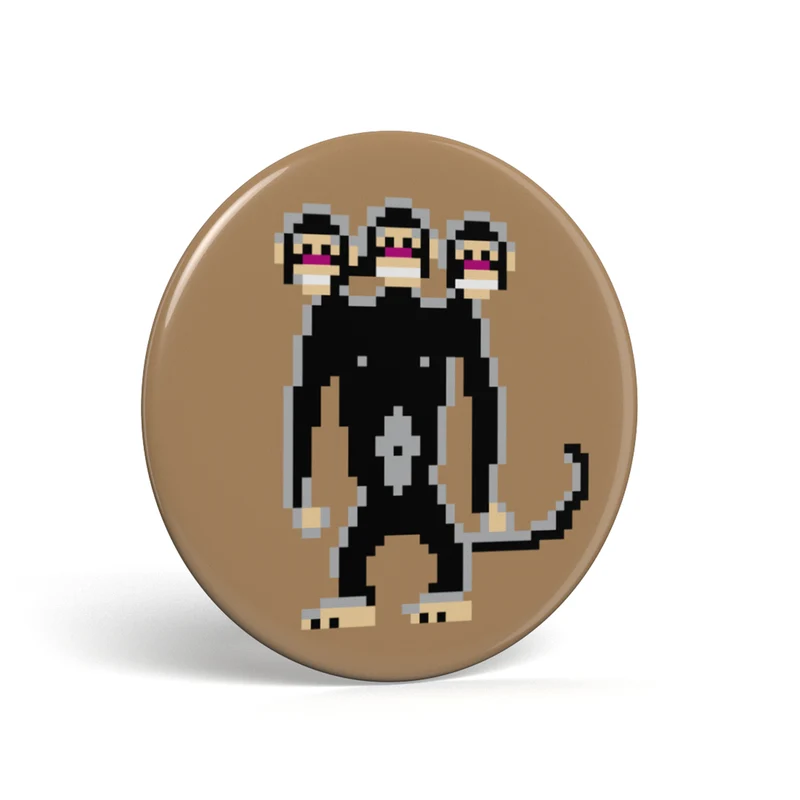 Bouton Geek Singe à trois têtes