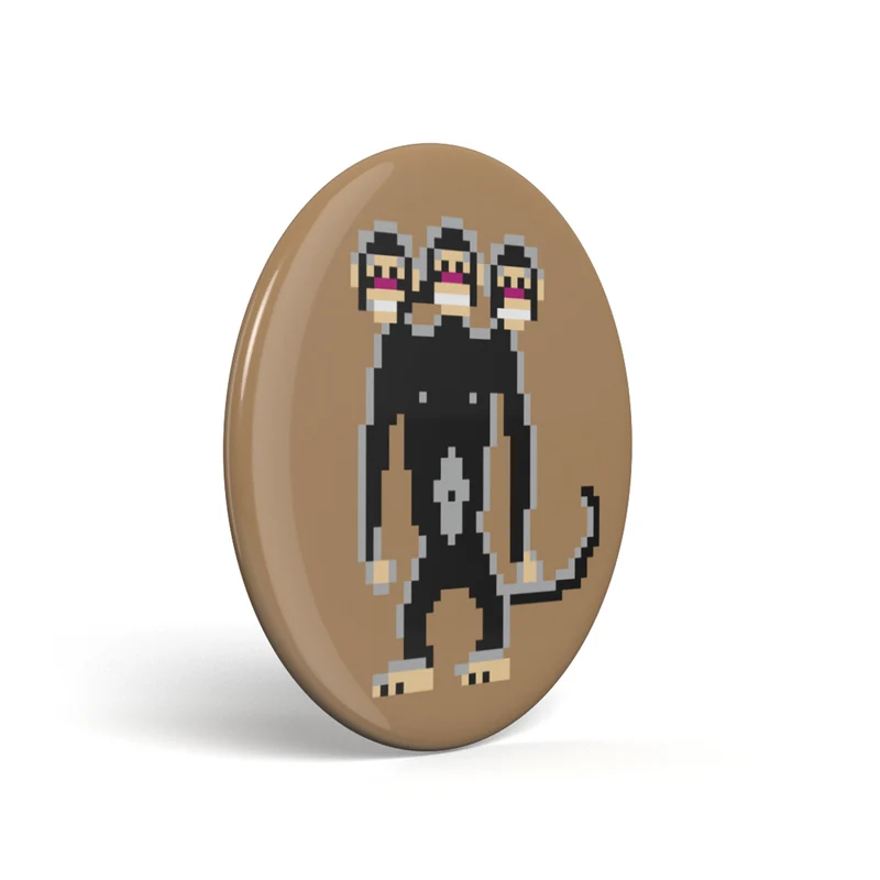 Bouton Geek Singe à trois têtes
