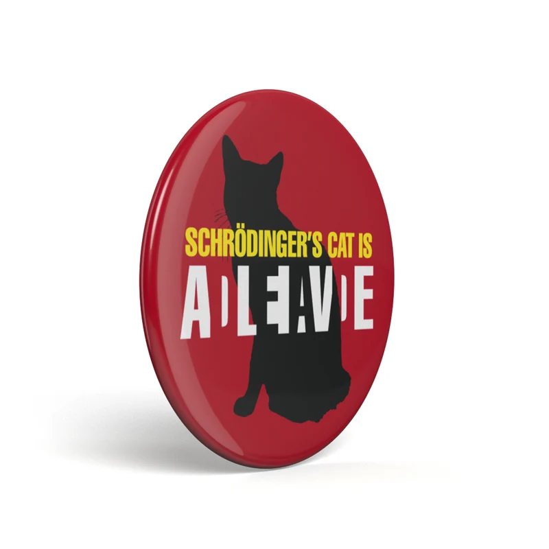 Bouton geek Chat de Schrödinger