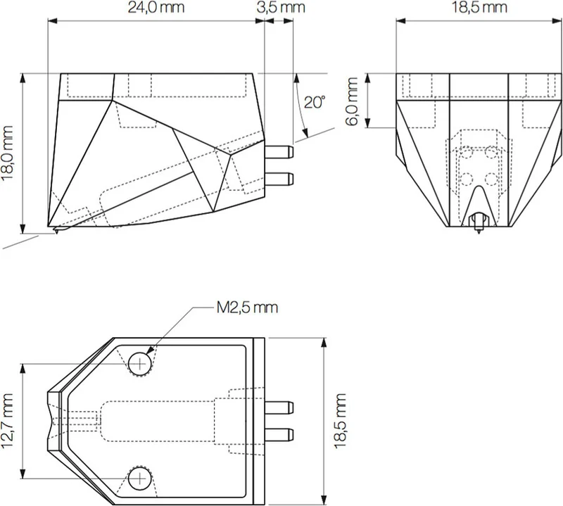 ortofon 2MBlue - Cartouche à aimant mobile (Moving Magnet MM) doté d'un diamant elliptique nu