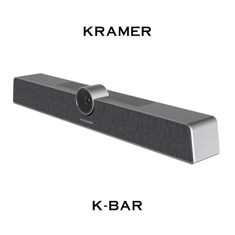 Kramer - Barre de son de vidéoconférence avec appareil photo 12MP, champ de vision 120˚, zoom numérique 5x et 6 microphones MEMS K-BAR