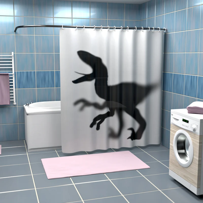 Rideau de douche silhouette de dinosaure