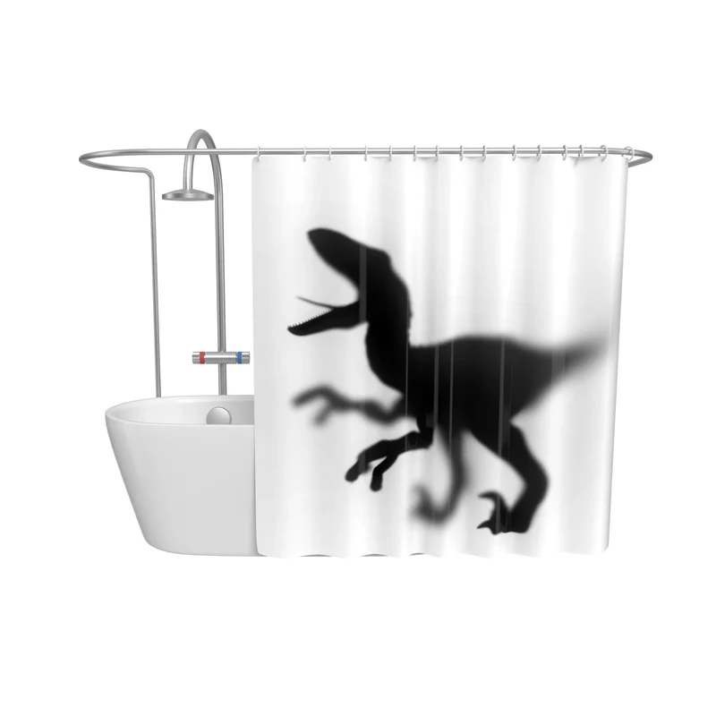 Rideau de douche silhouette de dinosaure