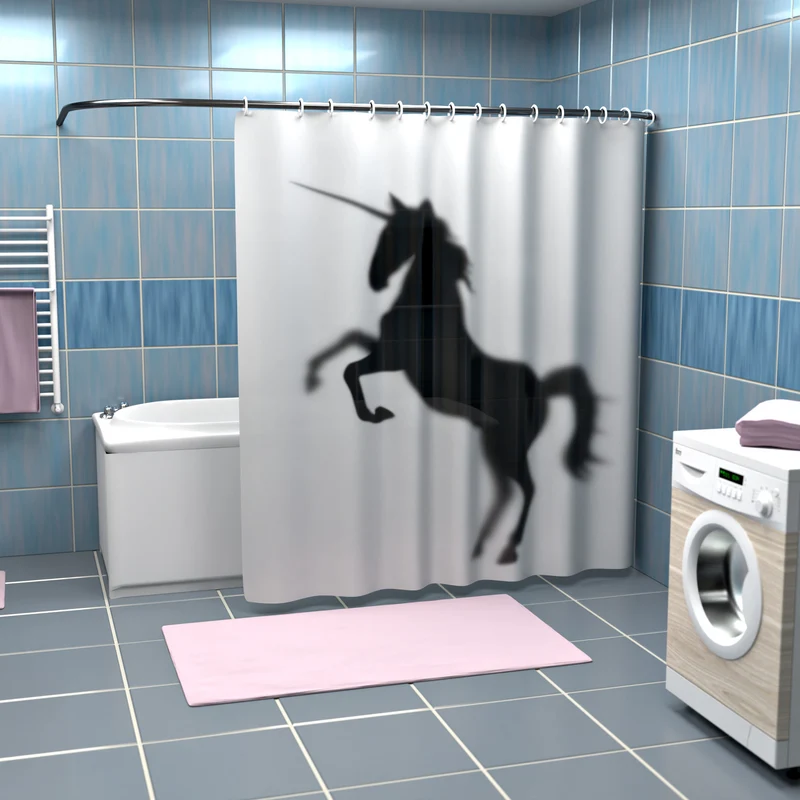 Rideau de douche silhouette de licorne