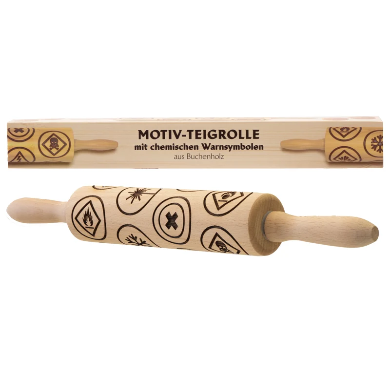Rouleau de pâte à motifs avec des symboles d'avertissement chimiques