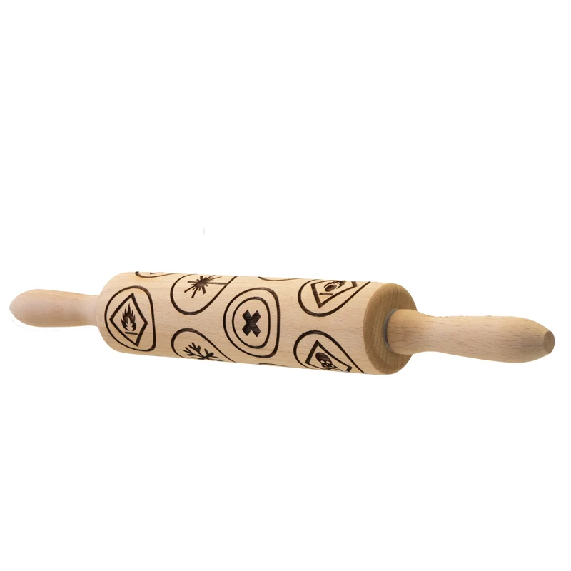 Rouleau de pâte à motifs avec des symboles d'avertissement chimiques