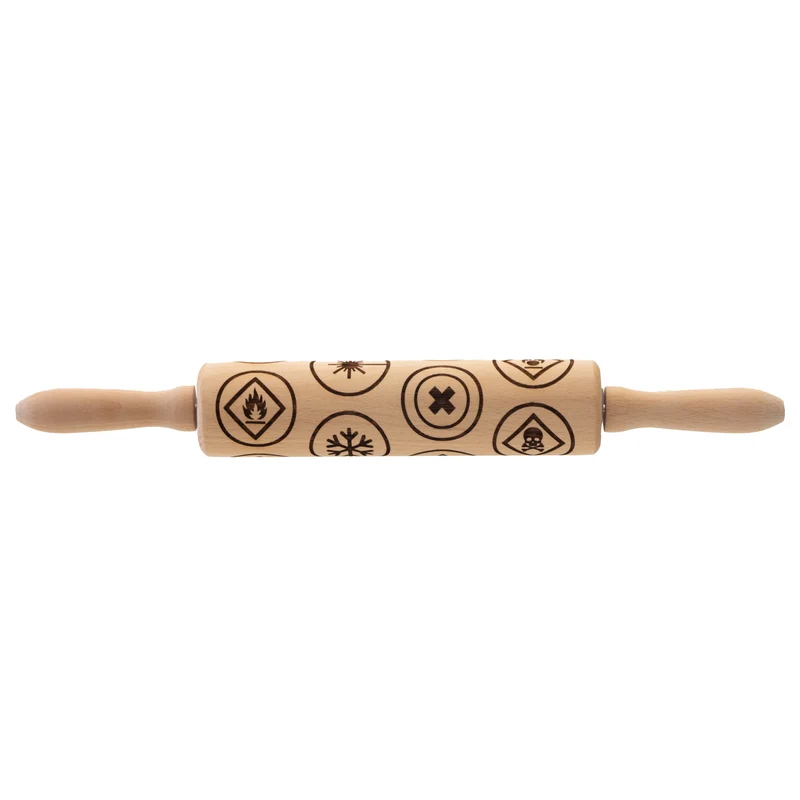 Rouleau de pâte à motifs avec des symboles d'avertissement chimiques