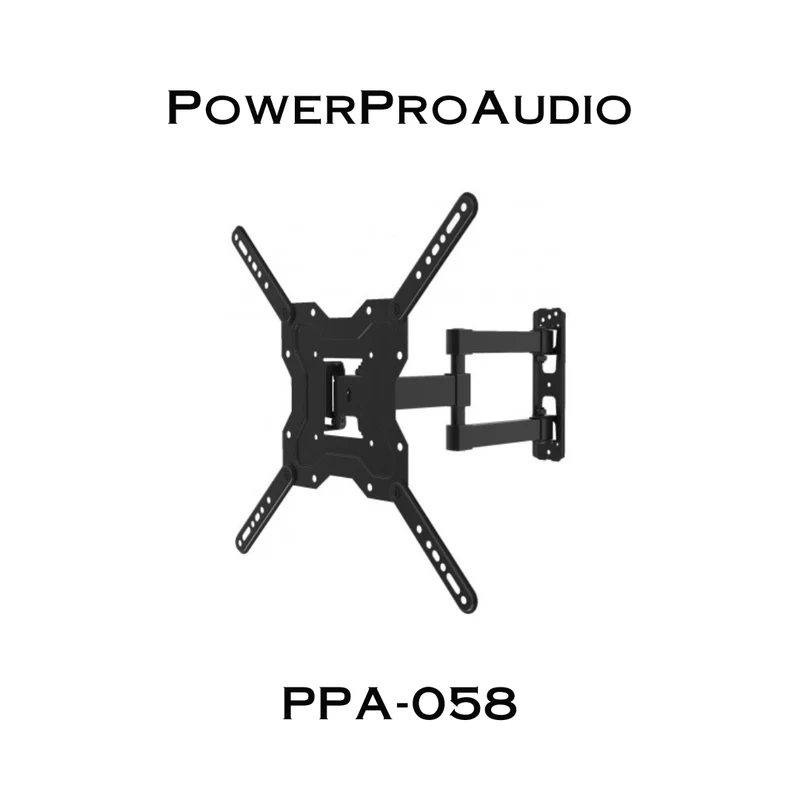 PowerProAudio PPA-058 | Support mural entièrement articulé inclinable/pivotant pour téléviseur de 23" à 65", charge 77lb