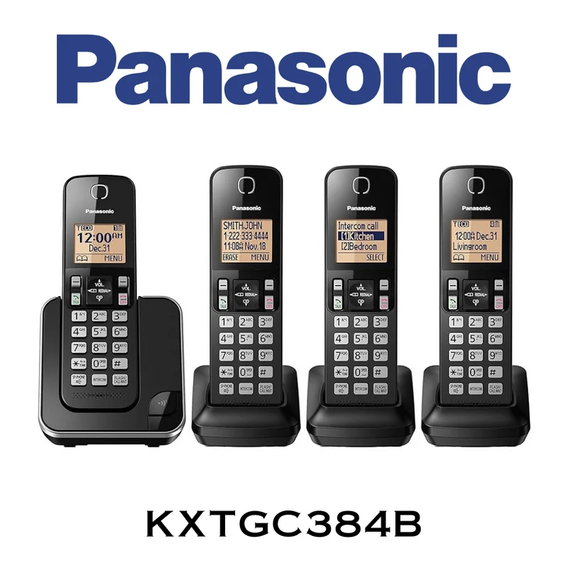 Panasonic KXTGC384B - Téléphone sans fil numérique avec 4 combinés