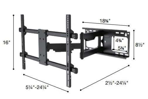 Sonora SK164 - Support mural articulé pour téléviseurs de 37" et plus, 132lb max.