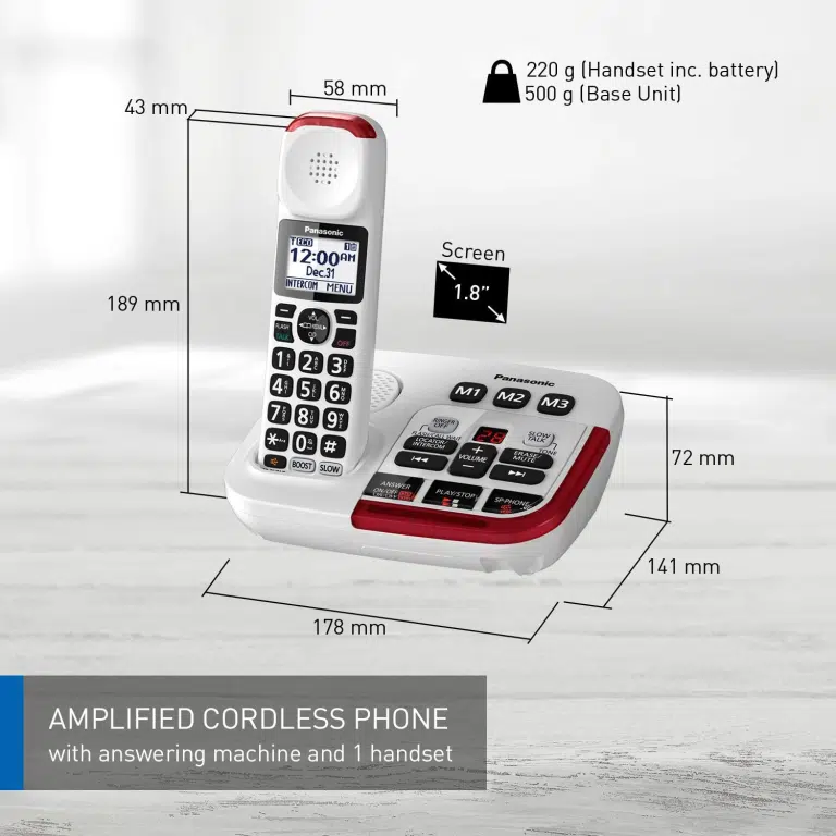Panasonic KXTGM470W - Téléphone sans fil avec amplificateur des appels +40 dB