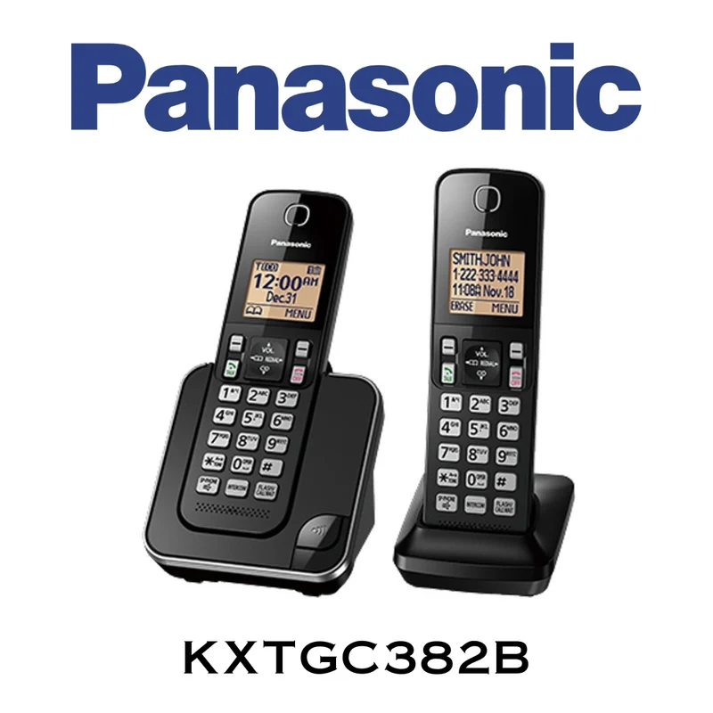 Panasonic KXTGC382B - Téléphone sans fil 2 combinés, afficheur de 1.6"