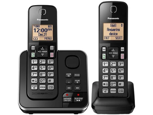Panasonic KXTGC382B - Téléphone sans fil 2 combinés, afficheur de 1.6"