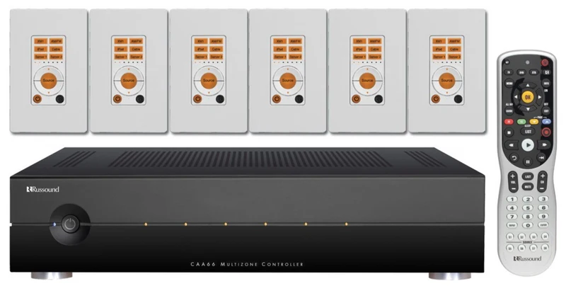 Russound CAA66K - Amplificateur source multi-pièces 20Watts/C, 6 RCA, 6 enceintes, 6 KP6