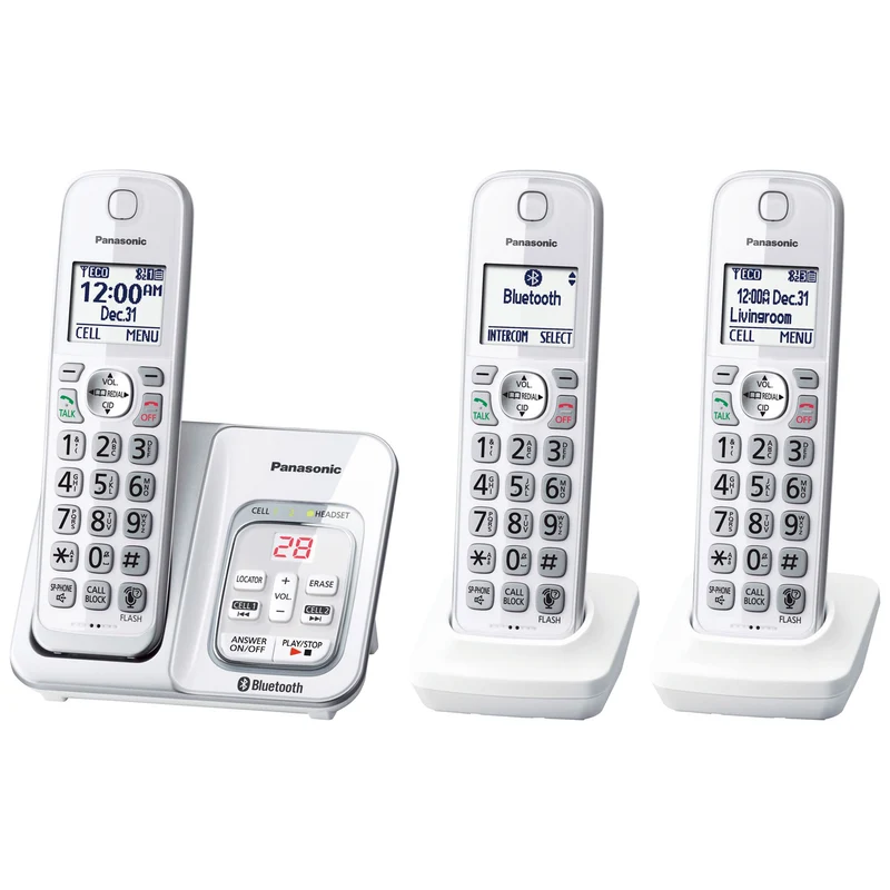 Panasonic KXTGD593W - Téléphone sans fil à 2 combinés DECT 6.0 avec Bluetooth