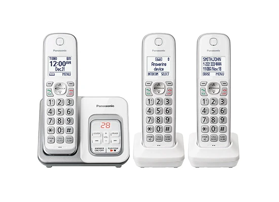Panasonic KXTGD593W - Téléphone sans fil à 2 combinés DECT 6.0 avec Bluetooth