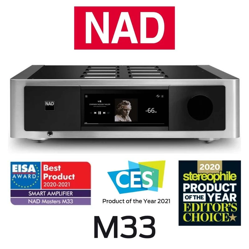 NAD M33 - Amplificateur 200W/C, BluOS® Streaming, DAC, écran tactile LCD