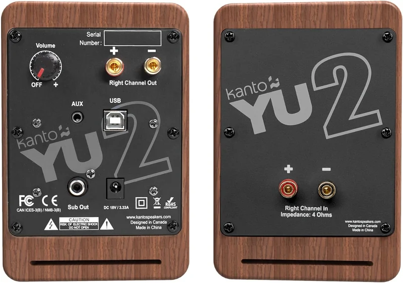 Kanto YU2 - Haut-parleurs de bureau amplifiés 25 Watts Canal