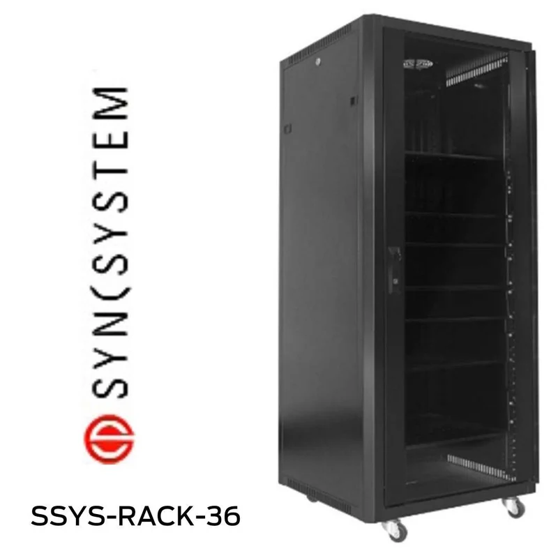 SyncSystem SSYSRACK36 - Meuble Audio-Vidéo avec porte avant vitrée noir