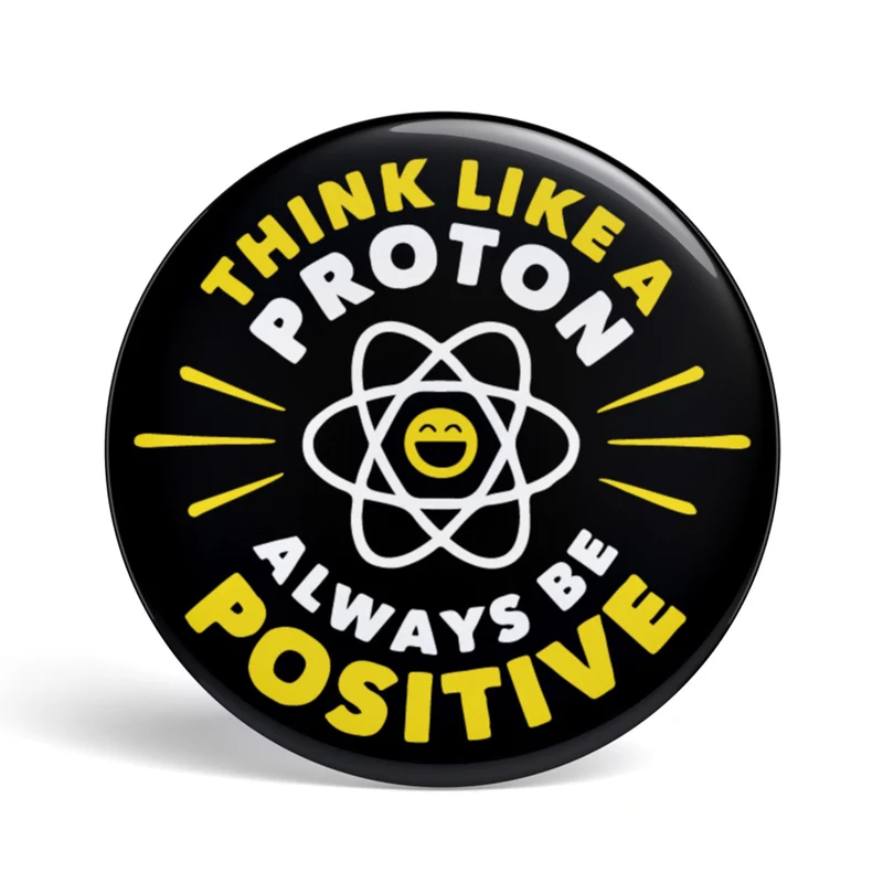 Bouton geek Pense comme un proton