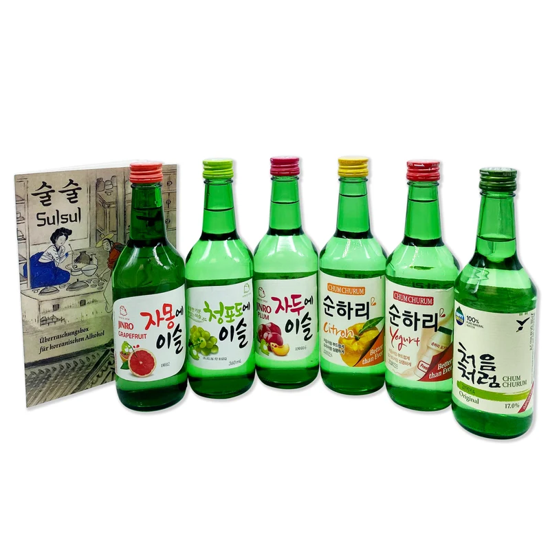 Sulsul Soju : boîte surprise contenant 6 boissons soju de Corée